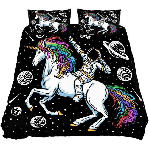 Housse De Couette Queen, Ensemble De Literie Astronaute Licorne De ... on Productcaster.