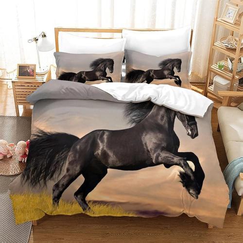 Parure De Lit D Avec Housse De Couette Et Taies D'oreiller Horse Mo... on Productcaster.