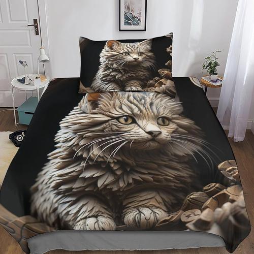 Cats D Imprim¿¿ Parure De Lit Et Taies D'oreiller De Literie Wildli... on Productcaster.