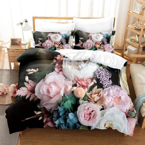 Housse De Couette ¿¿ Fleurs Blanches Et Roses, Literie ¿¿ Fleurs Ma... on Productcaster.