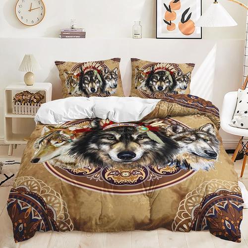 D Loup Housse De Couette Reine Boho Lignes Housse De Couette Loups ... on Productcaster.