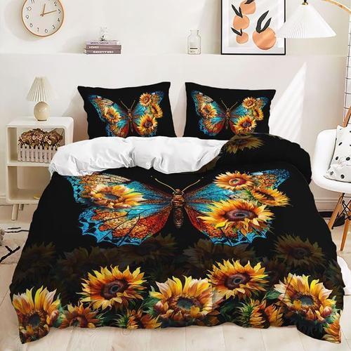 Housse De Couette Papillon, Tournesol, Housse De Couette, Fleurs, P... on Productcaster.