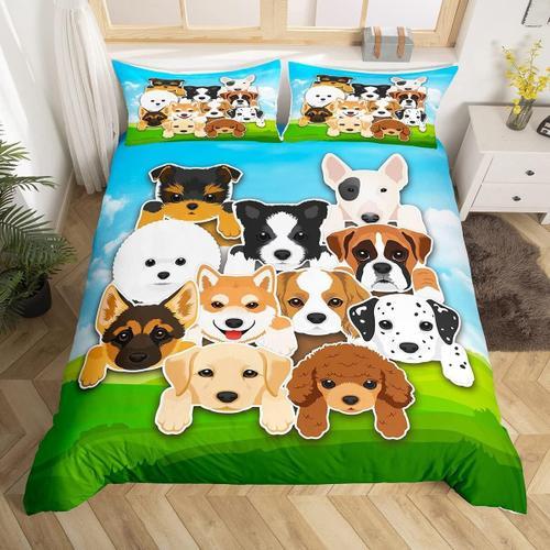 Housse De Couette Imprim¿¿E Chiens Mignons, Joli Chiot, Ensemble De... on Productcaster.