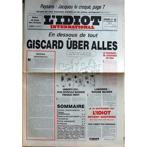 Idiot International (L') N°65 Du 25-09-1991 on Productcaster.