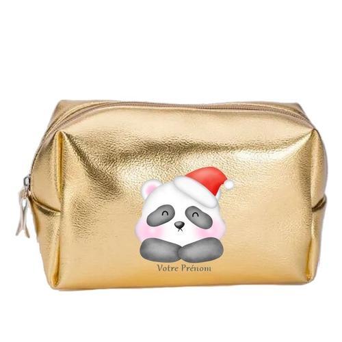 Grande trousse de maquillage doree pochette Panda de noel personnal... on Productcaster.