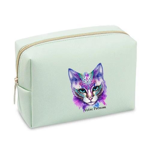 Grande trousse de maquillage Vert pastel pochette Chat pastel perso... on Productcaster.