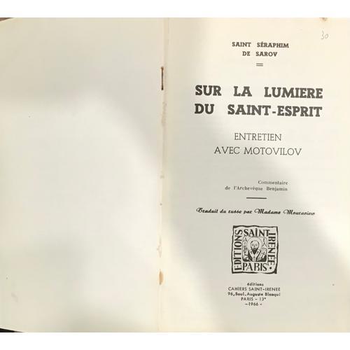 Sur La Lumière Du Saint-Esprit,Saint Séraphim De Sarov on Productcaster.