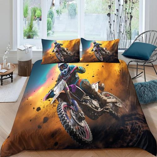 Ensemble De Housse De Couette Avec Impression D De Motocross, Abstr... on Productcaster.