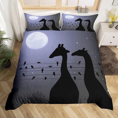 Housse De Couette Avec Silhouettes De Girafe, Ensemble De Literie D... on Productcaster.