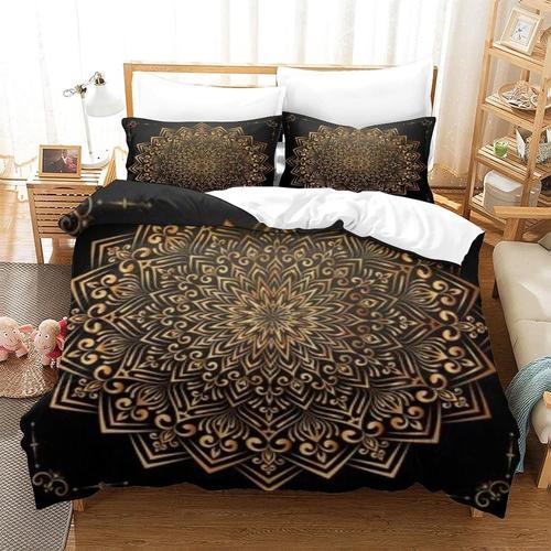 Housse De Couette ¿¿ Imprim¿¿ Mandala Noir Et Dor¿¿ Imprim¿¿ 3dhous... on Productcaster.