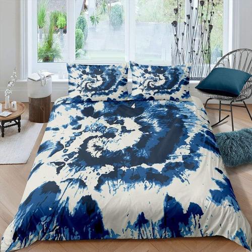 Housse De Couette Th¿¿Me Tie Dye, Ensemble De Literie Beige Et Bleu... on Productcaster.