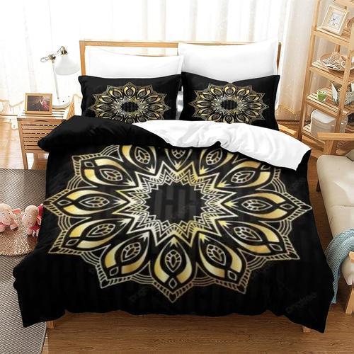 Housse De Couette ¿¿ Imprim¿¿ Mandala Noir Et Dor¿¿ Imprim¿¿ 3dhous... on Productcaster.