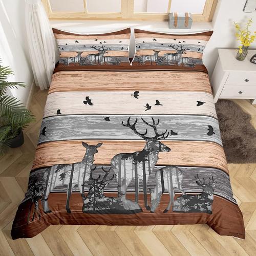 Housse De Couette Avec Silhouette De Cerf, Ensemble De Literie Rust... on Productcaster.