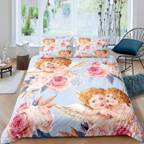 Housse De Couette ¿¿ Fleurs, Ensemble De Literie Imprim¿¿ Rose Et C... on Productcaster.