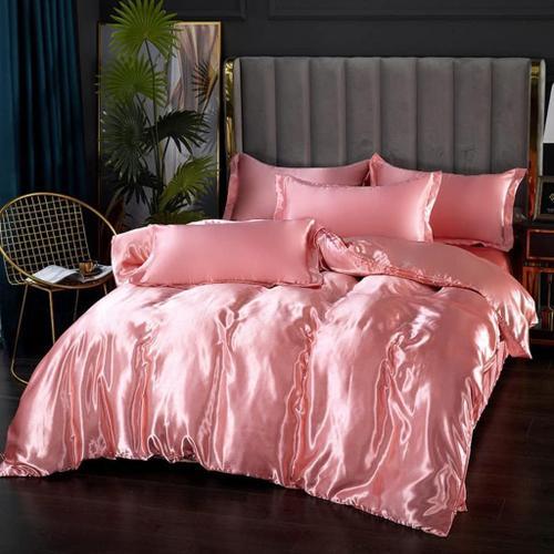 Ensemble De Literie En Satin De Soie, Housse De Couette De Luxe Ros... on Productcaster.