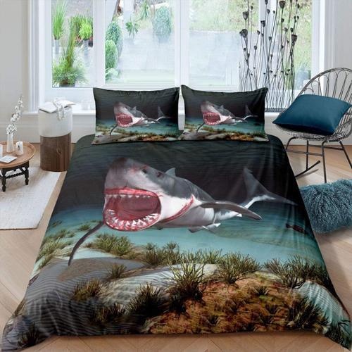 Housse De Couette Requin, Ensemble De Literie, Cr¿¿Ature Sealife, V... on Productcaster.