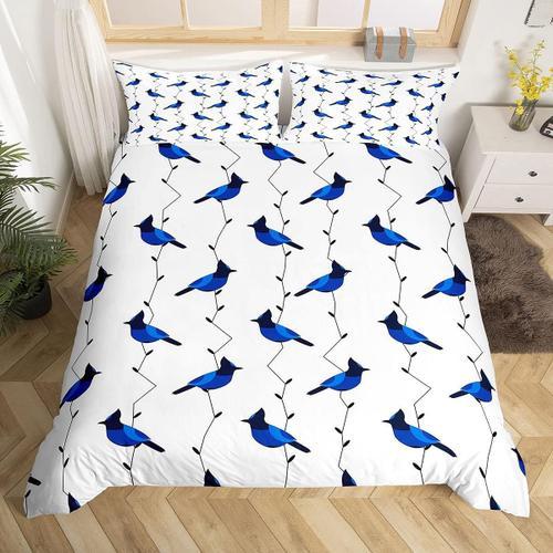 Housse De Couette Avec Oiseaux Bleus, Ensemble De Literie Avec Bran... on Productcaster.