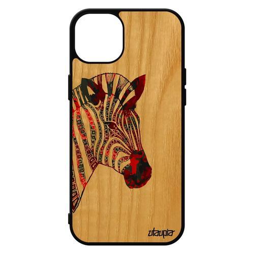 Coque En Bois Pour Iphone 15+ Plus Silicone Zebre Etui Souple Dessi... on Productcaster.