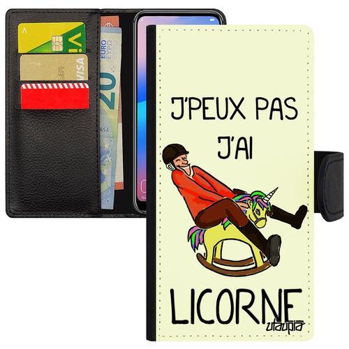 Coque Iphone 15 En Cuir À Rabat J'peux Pas J'ai Licorne Humoristiqu... on Productcaster.