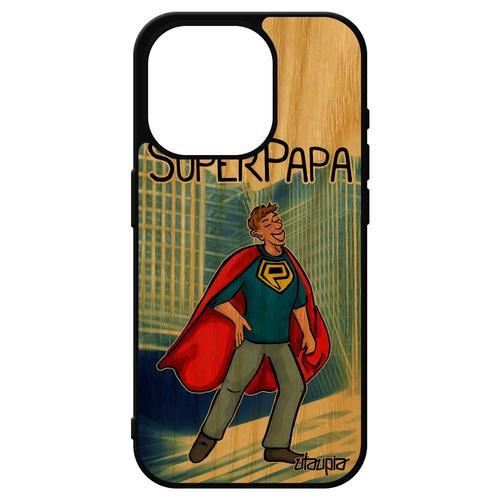 Coque Silicone Pour Iphone 15 Pro Bois Super Papa Enfant Housse Sma... on Productcaster.