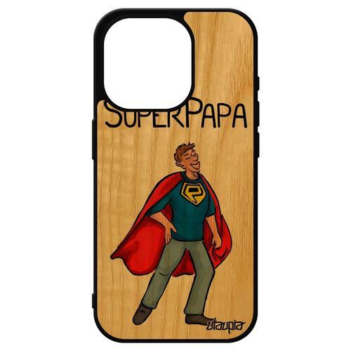 Coque Iphone 15 Pro Bois Silicone Super Papa Heros Naissance Garcon... on Productcaster.