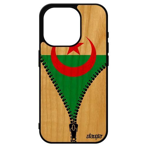 Coque Bois Veritable Drapeau Algerie Algerien Pour Iphone 15 Pro Si... on Productcaster.