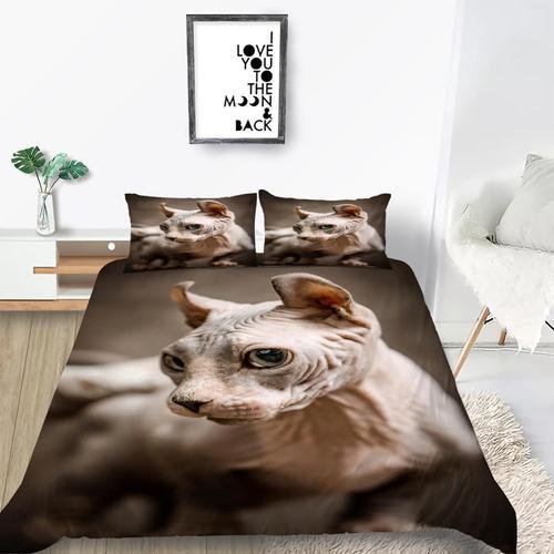 Housse De Couette Animal Chat Sans Poils Parure De Lit Adulte Avec ... on Productcaster.