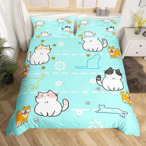 Housse De Couette Chat Kawaii Chat Et Chien Imprim¿¿ Housse De Coue... on Productcaster.