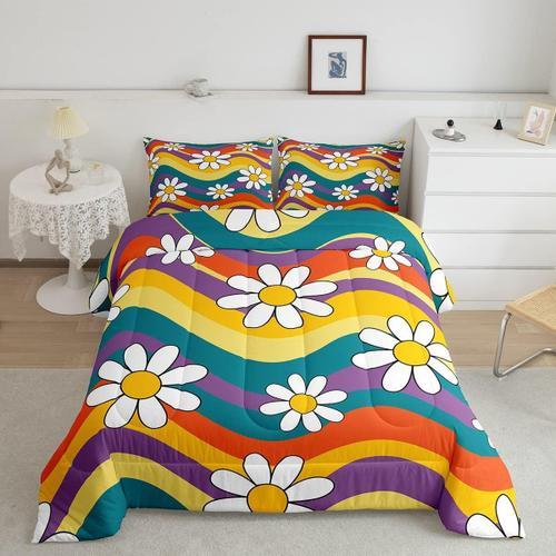 Parure De Lit Hippie ¿¿ Fleurs Arc-En-Ciel, Couette ¿¿ Fleurs Groov... on Productcaster.