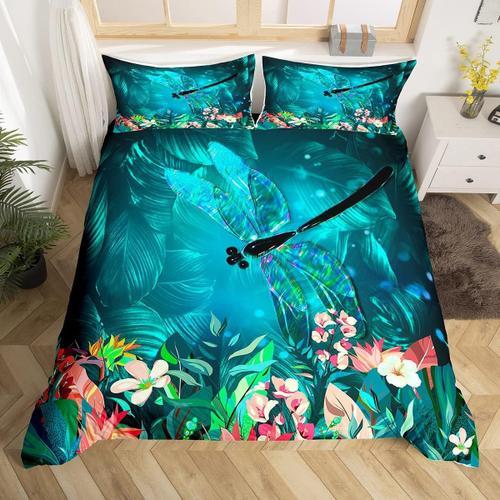 Libellule Housse De Couette Feuille De Palmier Tropicale Ensemble D... on Productcaster.