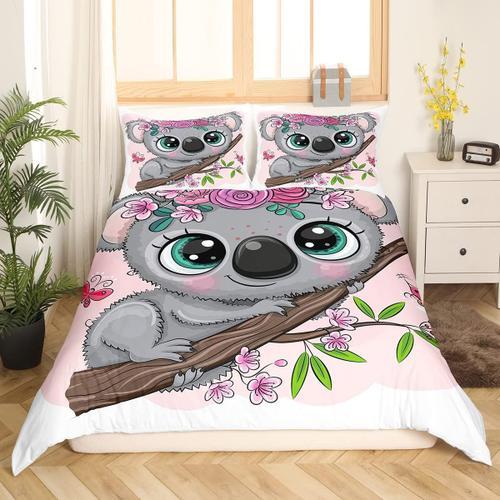 Koala Literie Housse De Couette Enfants Mignon Koala Floral Botaniq... on Productcaster.