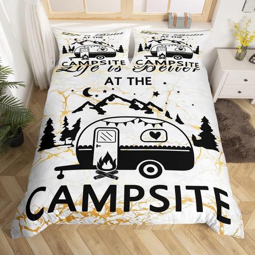 Housse De Couette De Camping En Marbre Dore, Ensemble De Literie De... on Productcaster.