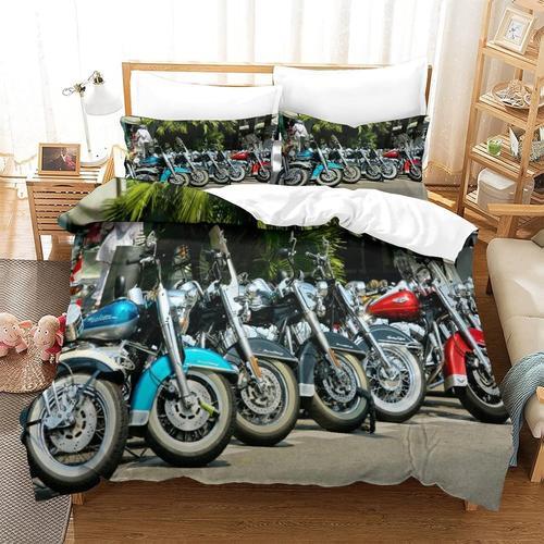 Harley Davidson Parure De Lit 3 Pieces Avec Fermeture Eclair, Motif... on Productcaster.