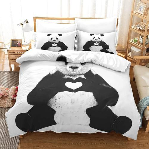 Parure De Lit Imprimee Panda, Avec Fermeture Eclair, 3 Pieces, Hous... on Productcaster.