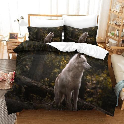 Parure De Lit Loup, Ensemble De 3 Pieces, Housse De Couette En Micr... on Productcaster.