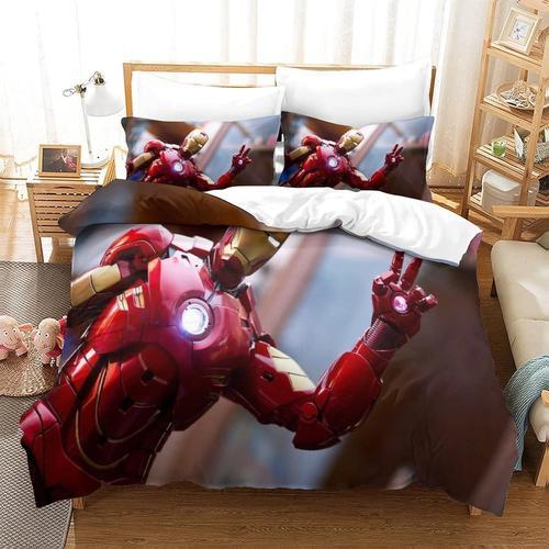 Housse De Couette Imprimee Iron Man, Ensemble De Literie En Microfi... on Productcaster.