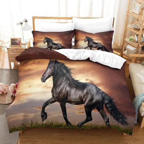 Housse De Couette Imprimee Cheval 3d, Facile D'entretien Et Microfi... on Productcaster.