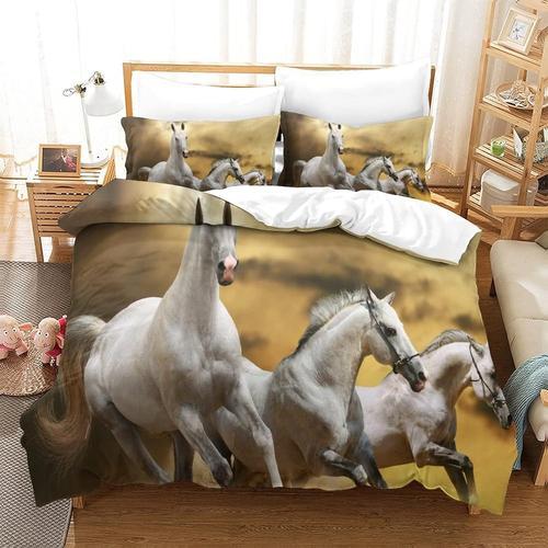 Housse De Couette Imprimee Cheval, Ensemble De Literie 3 Pieces, Ho... on Productcaster.