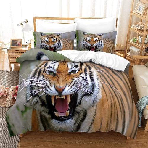 Housse De Couette Tigre Avec Fermeture A Glissiere, Ensemble De Hou... on Productcaster.