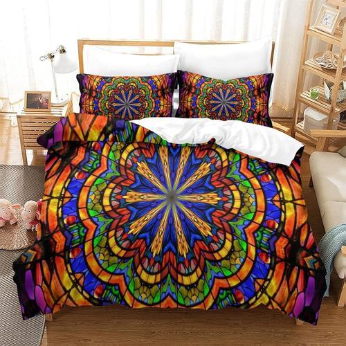 Housse De Couette Douce Mandala, Ensemble De Literie 3 Pieces, Faci... on Productcaster.