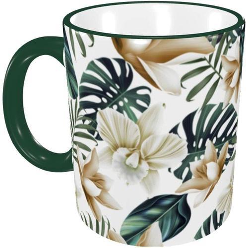 Tasses A Cafe De 11oz, Tasse En Ceramique De Fleurs De Feuilles, Gr... on Productcaster.