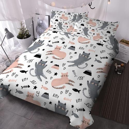 Parure De Lit Pour Chat - Queen Size - Gris Rose - Pour Filles Et E... on Productcaster.