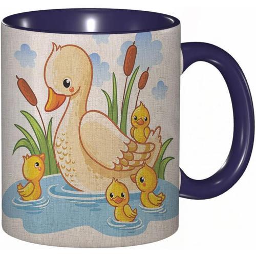 Tasse A Cafe Canard Nage Herbe Ferme Oiseau Style Dessin Anime Mign... on Productcaster.