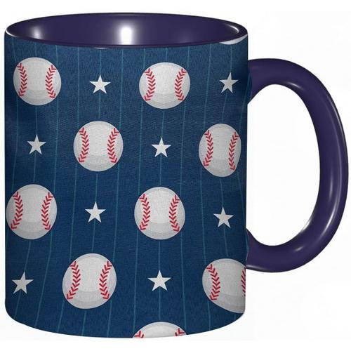 Tasse A Cafe Avec Etui De Sport | Motifs De Baseball Sur Fond Raye ... on Productcaster.