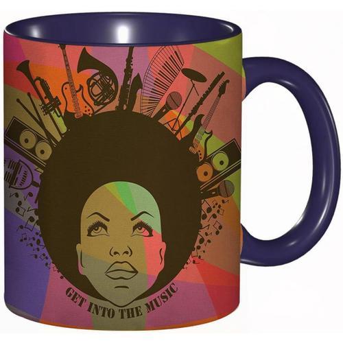 Tasse A Cafe Musique De Portrait De Jeune Femme Americaine Avec Des... on Productcaster.