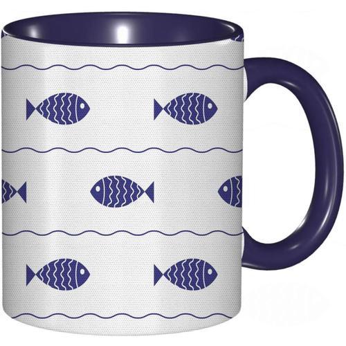 Tasse A Cafe Poissons Nageant Dans Les Lignes Ondulees Douche De Me... on Productcaster.