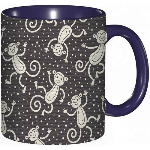 Tasse A Cafe Motif Repetitif De Singes De Singes Droles Dans Un Sty... on Productcaster.