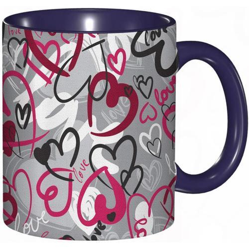 Tasse A Cafe Romantique Aleatoire Style Dessine A La Main Coeurs Et... on Productcaster.