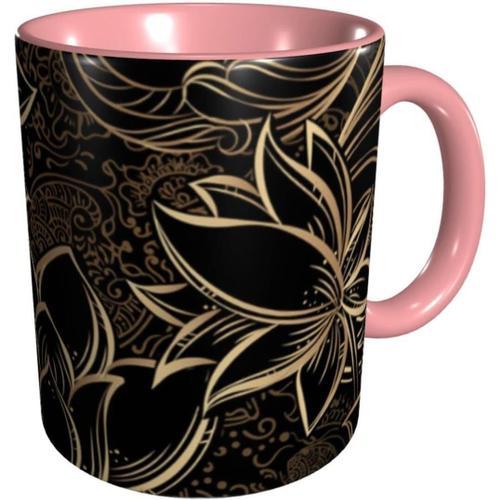 Tasses A Cafe En Ceramique Restaurant Boho Or Fleurs De Lotus Impri... on Productcaster.