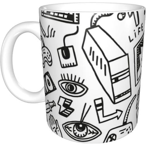 Tasse Drole De Jeu De Style Croquis En Ceramique 11 Oz - Cadeau D'a... on Productcaster.